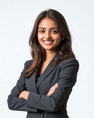 Indian business woman photography portrait crossed.