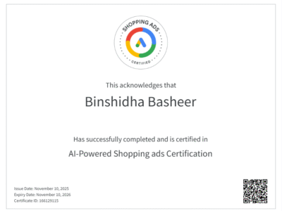 AI shopping ads certificate AI shopping ads certificate